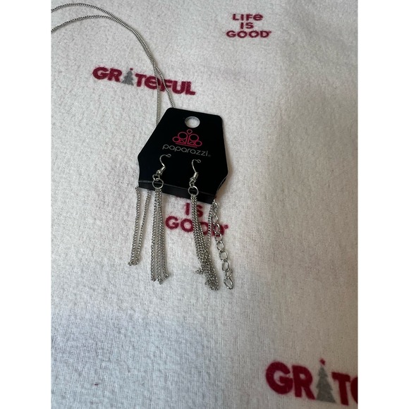 NWT Paparazzi Long Silver and Turquoise gems pendent necklace - Picture 3 of 4